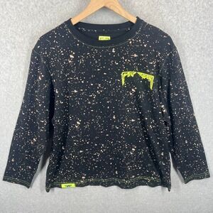 Pit Viper Long Sleeve Shirt Mens S Black Bleach Splatter Graphic Tee EUC